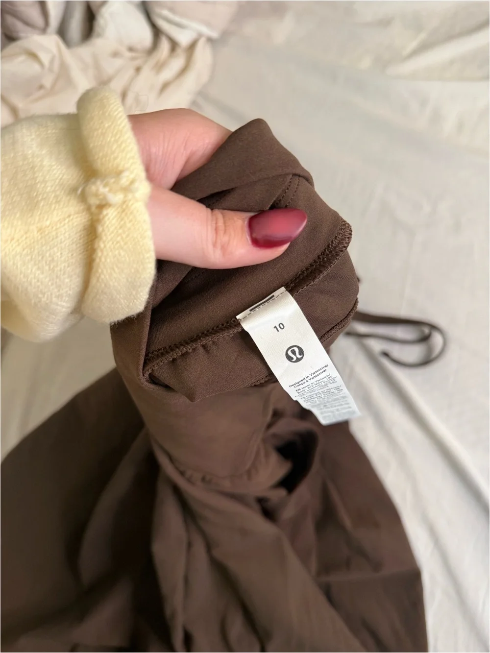Brown Wide-Leg Cropped Drawstring Pants